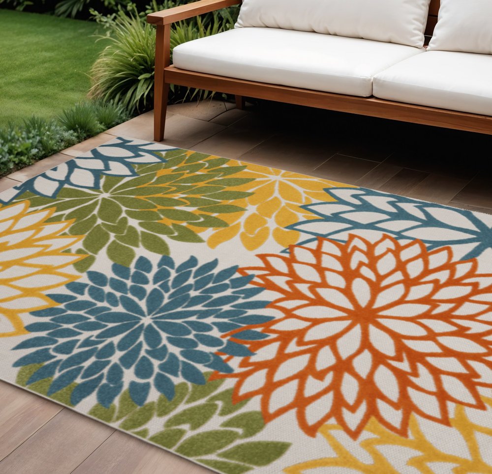 6' X 9' Blue And Yellow Indoor Outdoor Area Rug HomeRoots
