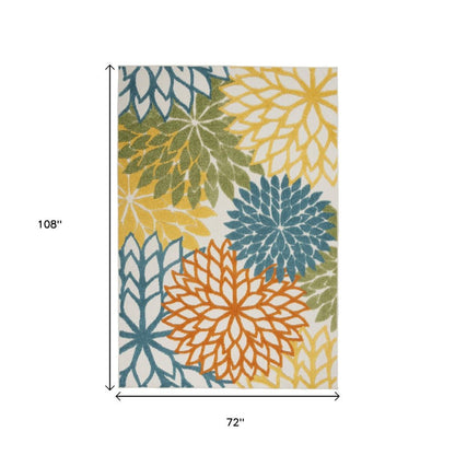 6' X 9' Blue And Yellow Indoor Outdoor Area Rug HomeRoots