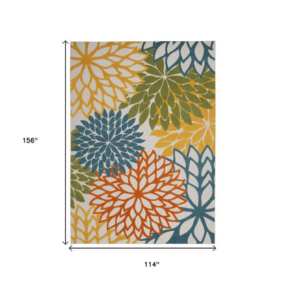10' X 13' Blue And Yellow Indoor Outdoor Area Rug HomeRoots