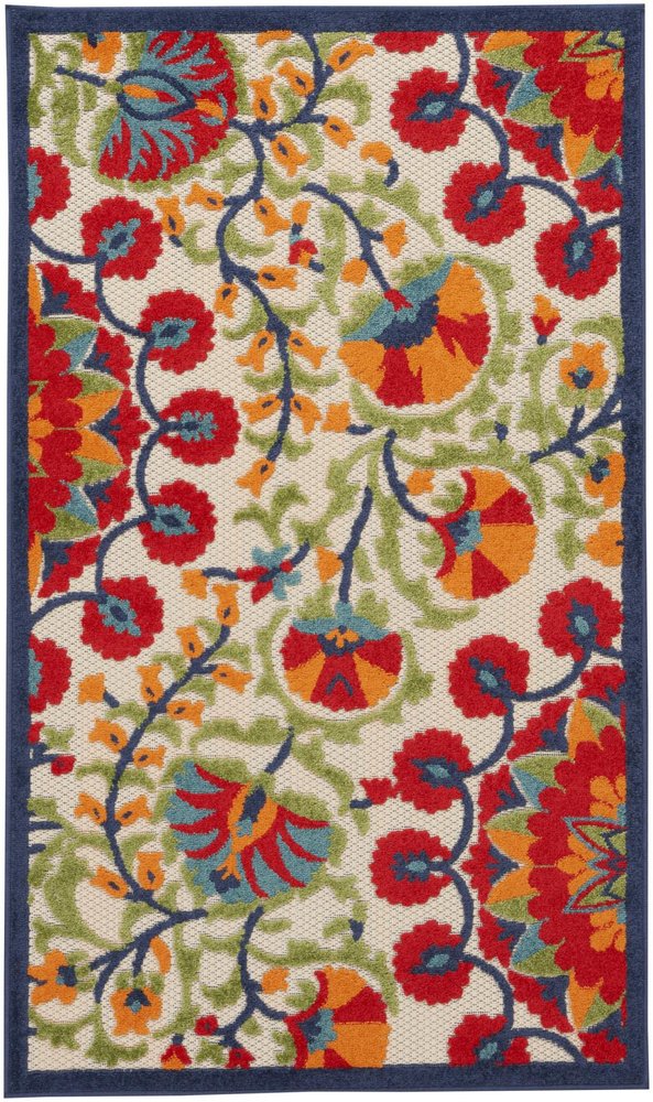 3' X 5' Red And Ivory Indoor Outdoor Area Rug — view 6
