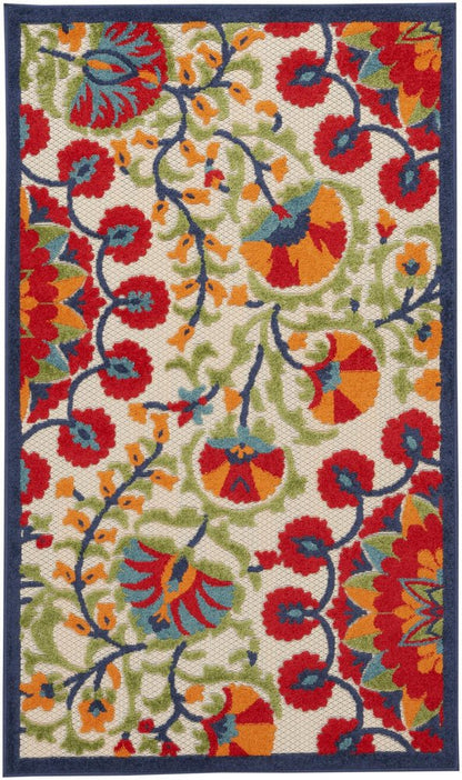 3' X 5' Red And Ivory Indoor Outdoor Area Rug HomeRoots