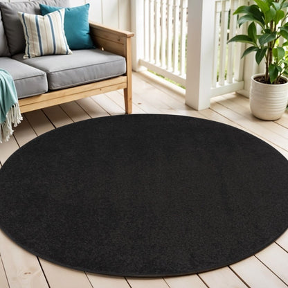 4' Black Round Indoor Outdoor Area Rug HomeRoots