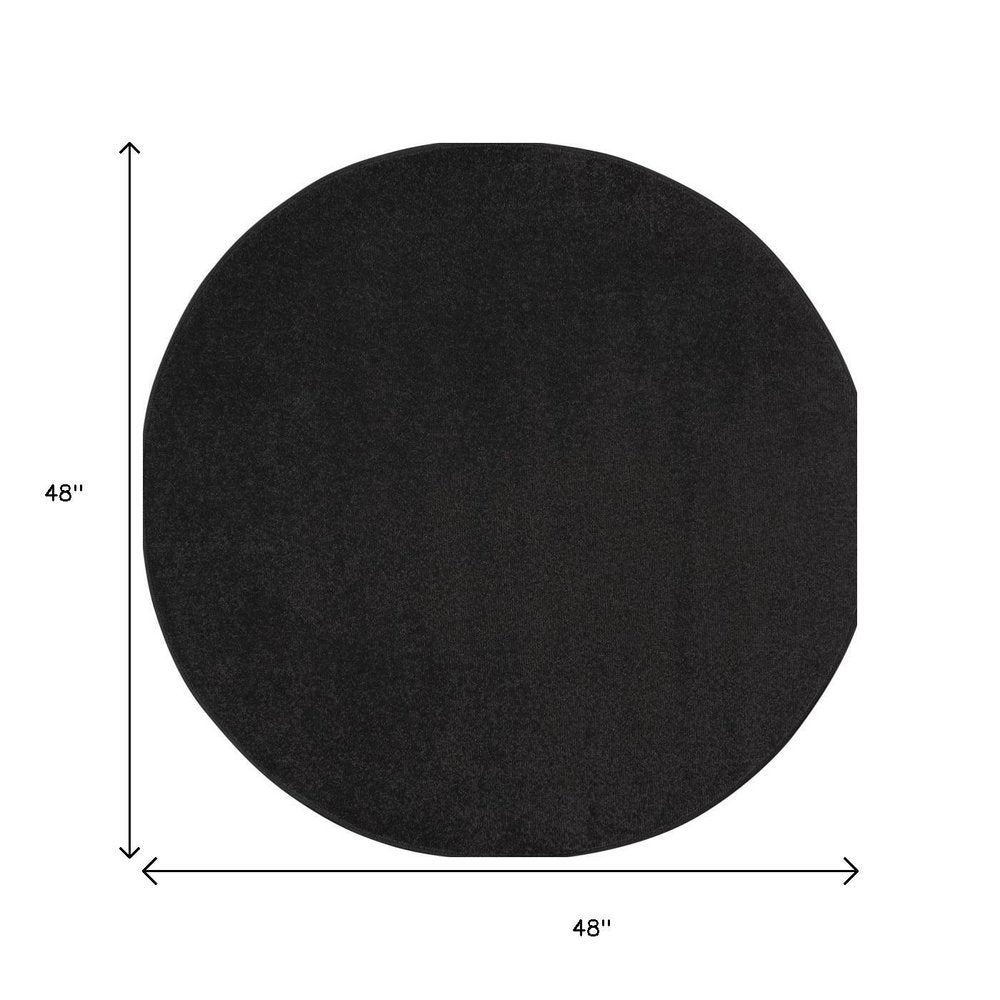 4' Black Round Indoor Outdoor Area Rug — view 11
