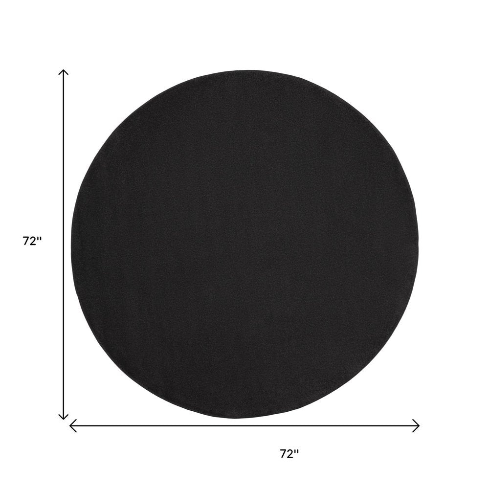 6' X 6' Black Round Indoor Outdoor Area Rug HomeRoots
