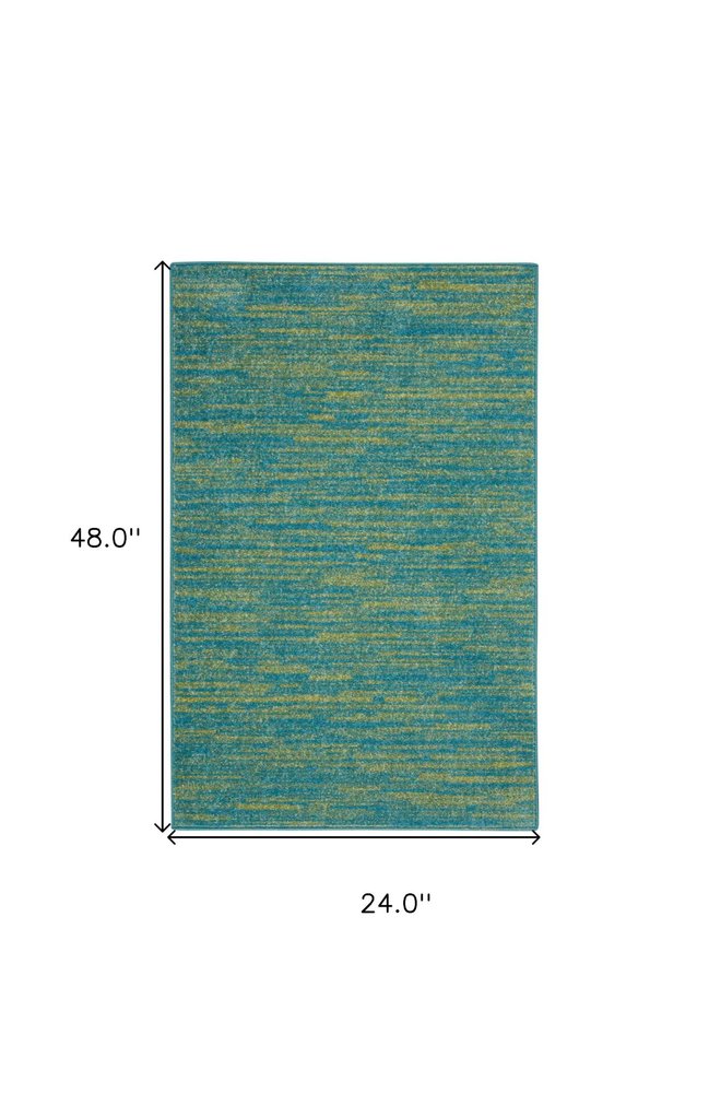 4' Runner Blue And Green Indoor Outdoor Runner Rug — view 1