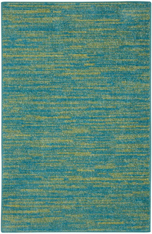 4' Runner Blue And Green Indoor Outdoor Runner Rug