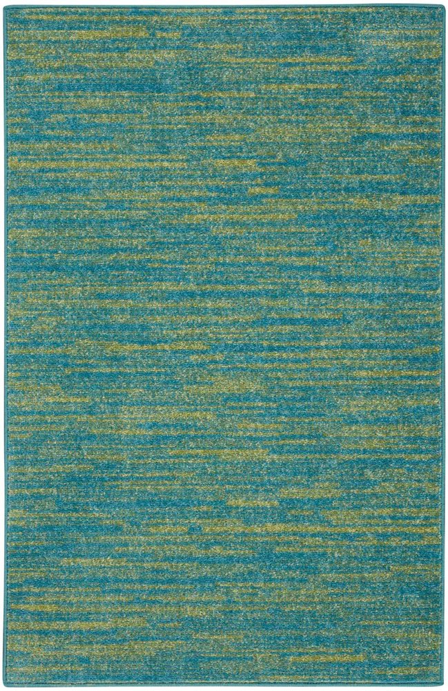 4' Runner Blue And Green Indoor Outdoor Runner Rug — view 2