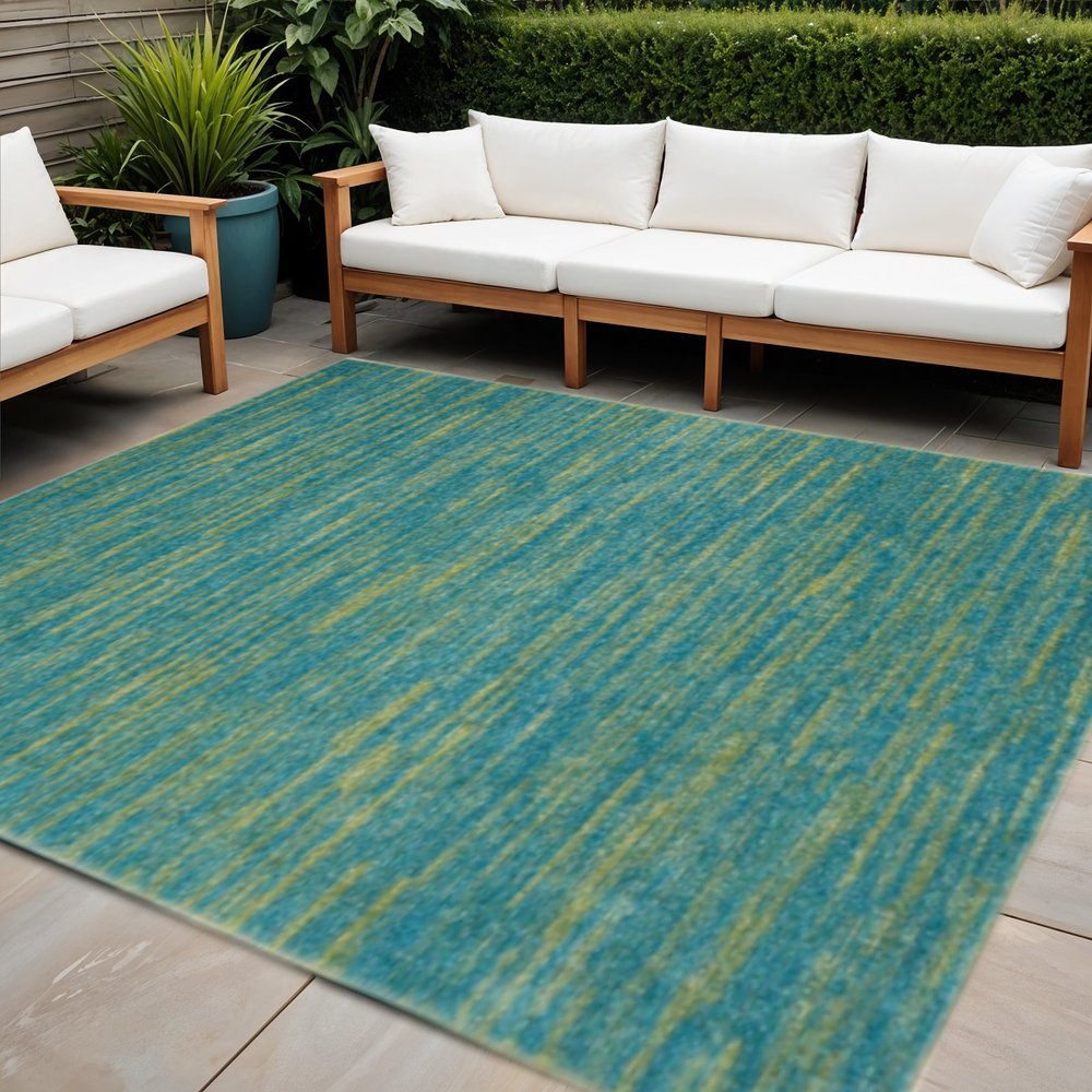 5' X 5' Blue And Green Square Indoor Outdoor Area Rug HomeRoots