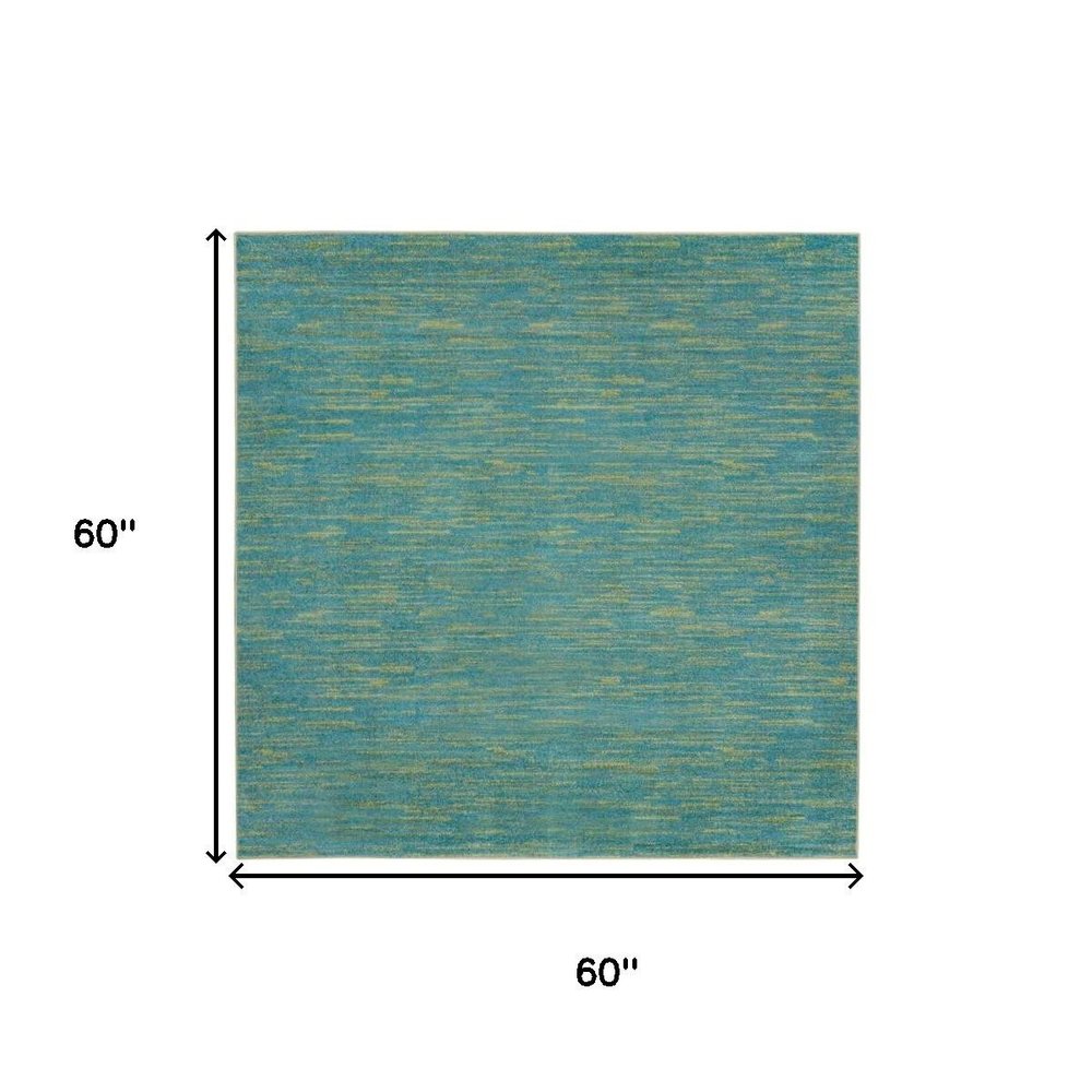 5' X 5' Blue And Green Square Indoor Outdoor Area Rug HomeRoots