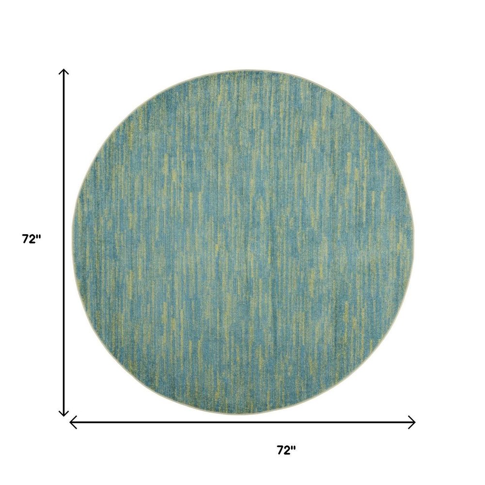 6' X 6' Blue And Green Round Indoor Outdoor Area Rug — view 5