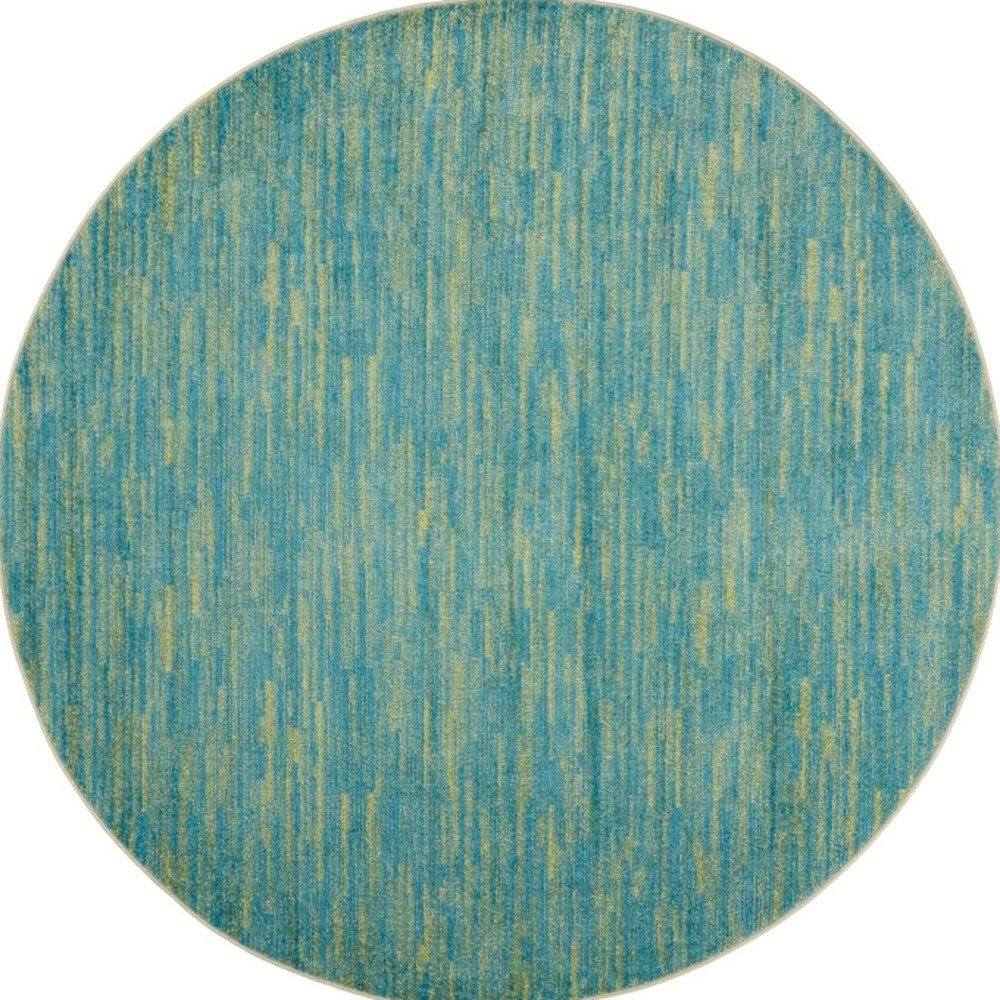 6' X 6' Blue And Green Round Indoor Outdoor Area Rug — view 2