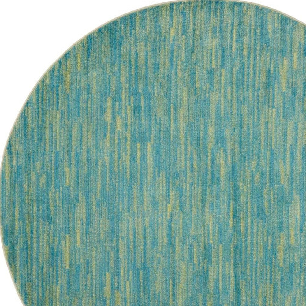 6' X 6' Blue And Green Round Indoor Outdoor Area Rug — view 3