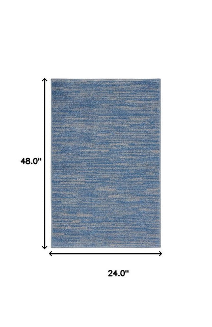4' Runner Blue And Gray Indoor Outdoor Runner Rug HomeRoots