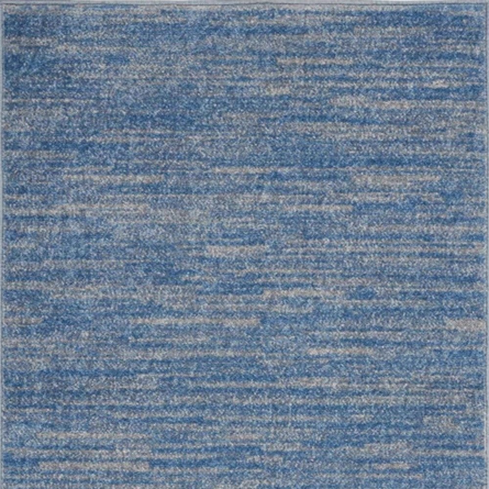 4' Runner Blue And Gray Indoor Outdoor Runner Rug — view 3