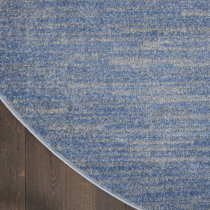 6' X 6' Blue And Gray Round Indoor Outdoor Area Rug