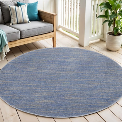 6' X 6' Blue And Gray Round Indoor Outdoor Area Rug HomeRoots