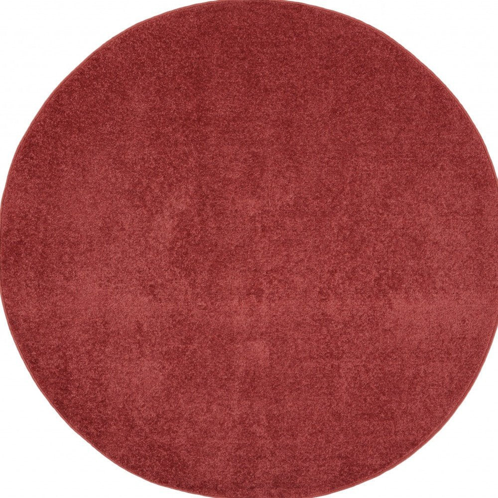 4' Brick Red Round Indoor Outdoor Area Rug — view 1