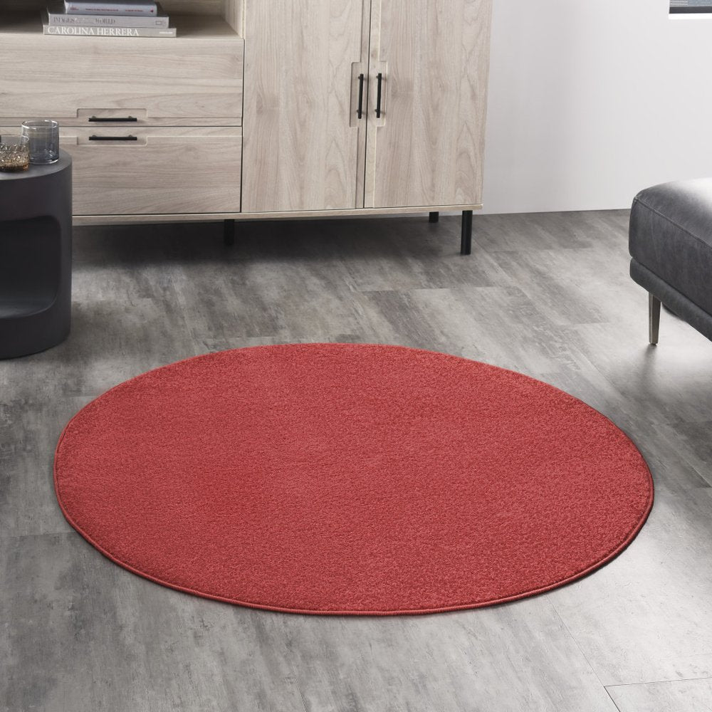 4' Brick Red Round Indoor Outdoor Area Rug HomeRoots
