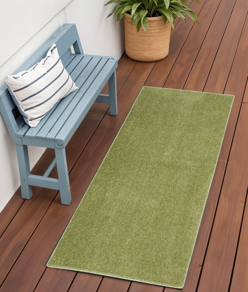 4' Runner Green Indoor Outdoor Runner Rug HomeRoots