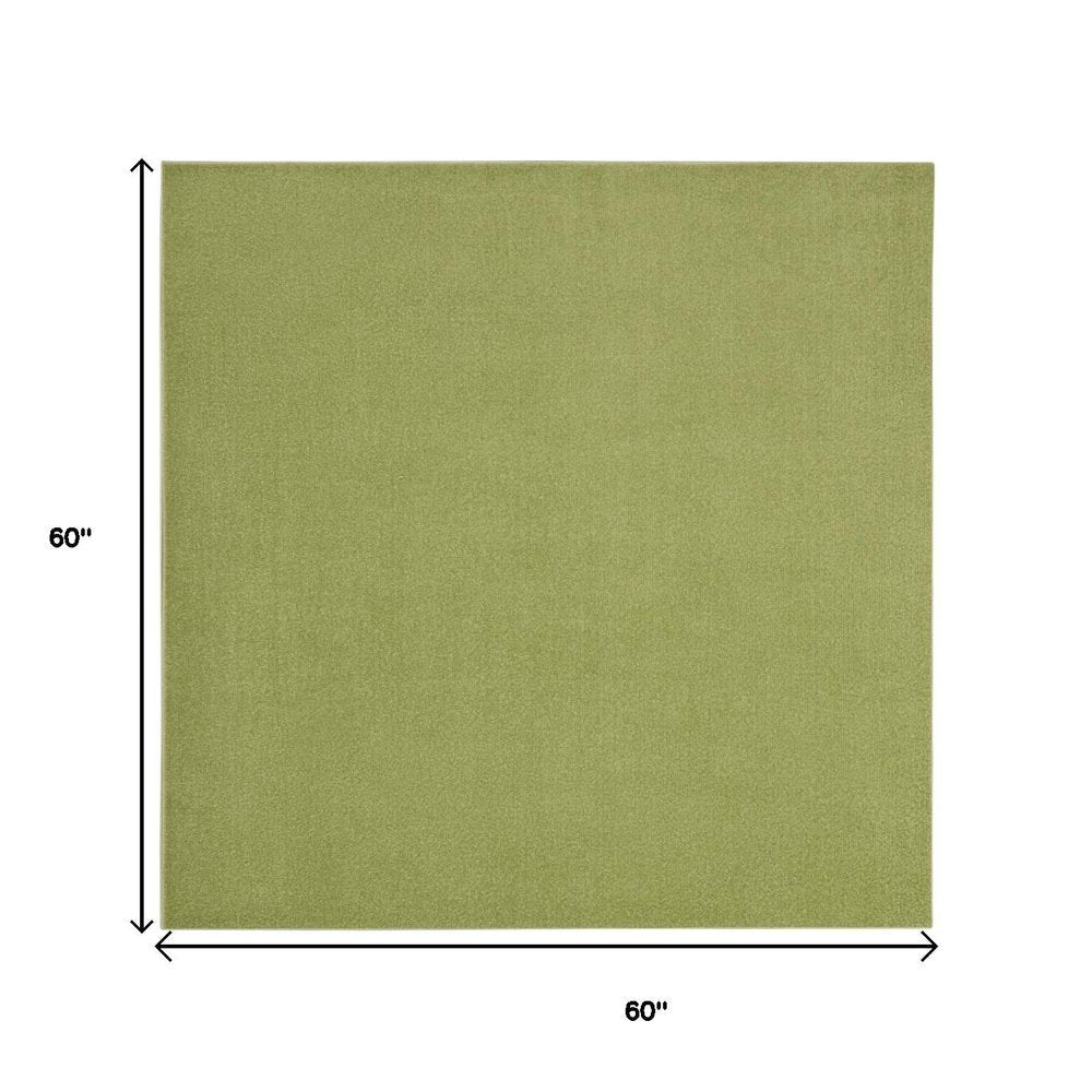 5' X 5' Green Square Indoor Outdoor Area Rug — view 3