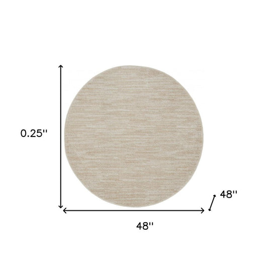 4' Beige And Ivory Round Indoor Outdoor Area Rug