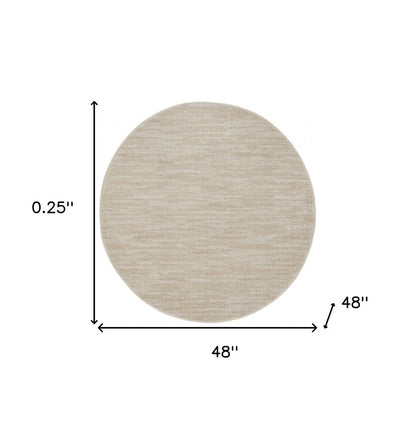 4' Beige And Ivory Round Indoor Outdoor Area Rug HomeRoots