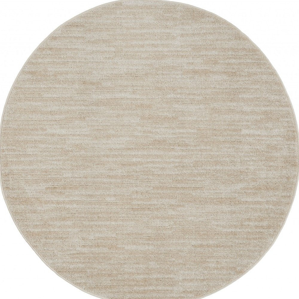 4' Beige And Ivory Round Indoor Outdoor Area Rug — view 3