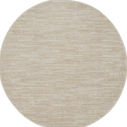4' Beige And Ivory Round Indoor Outdoor Area Rug HomeRoots