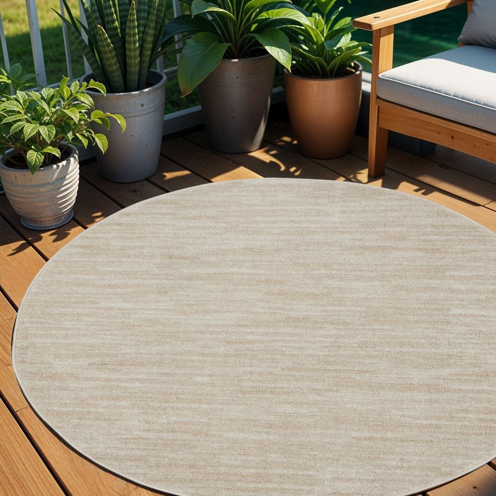 6' X 6' Beige And Ivory Round Indoor Outdoor Area Rug — view 3