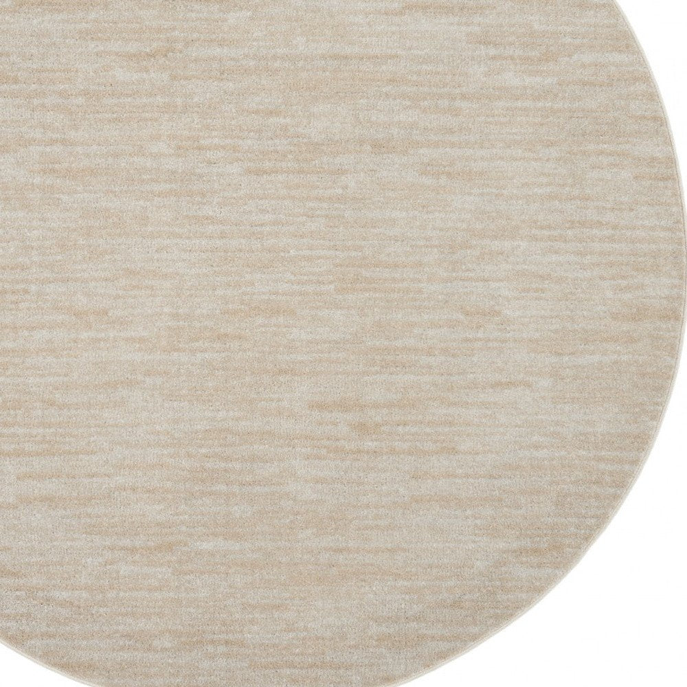 6' X 6' Beige And Ivory Round Indoor Outdoor Area Rug — view 1