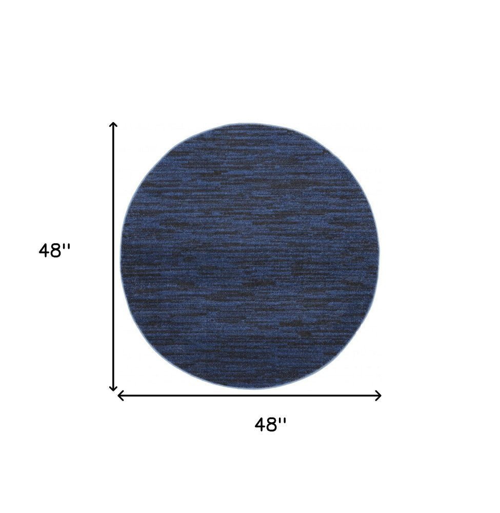 4' Blue Round Indoor Outdoor Area Rug — view 2
