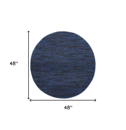4' Blue Round Indoor Outdoor Area Rug