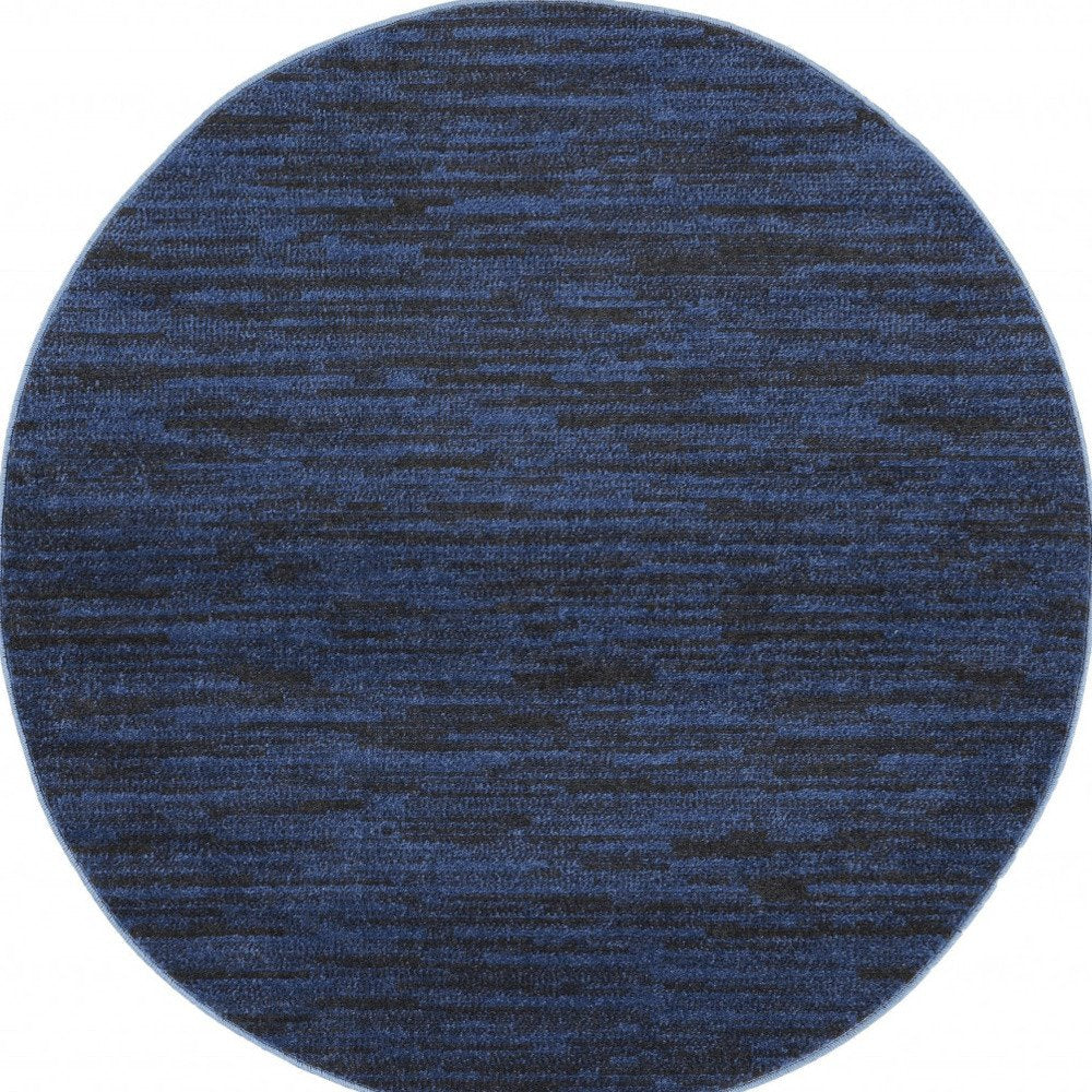 4' Blue Round Indoor Outdoor Area Rug — view 1