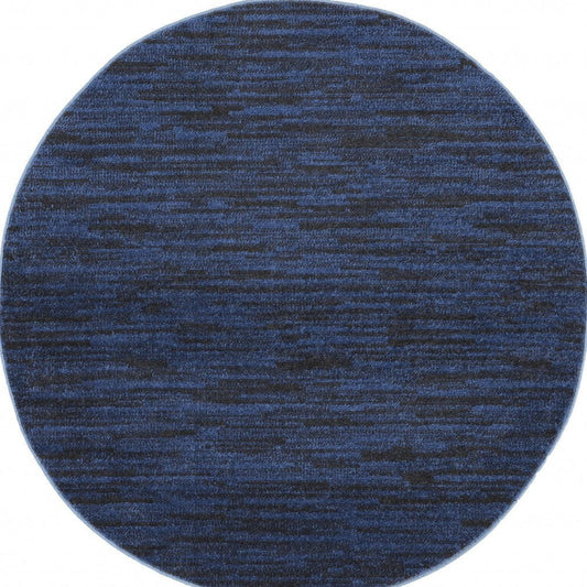 4' Blue Round Indoor Outdoor Area Rug