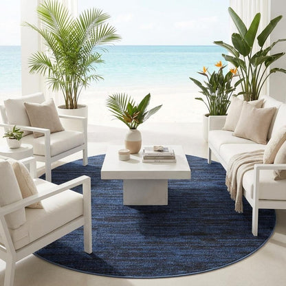 4' Blue Round Indoor Outdoor Area Rug HomeRoots