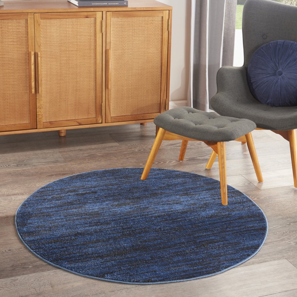 4' Blue Round Indoor Outdoor Area Rug — view 6