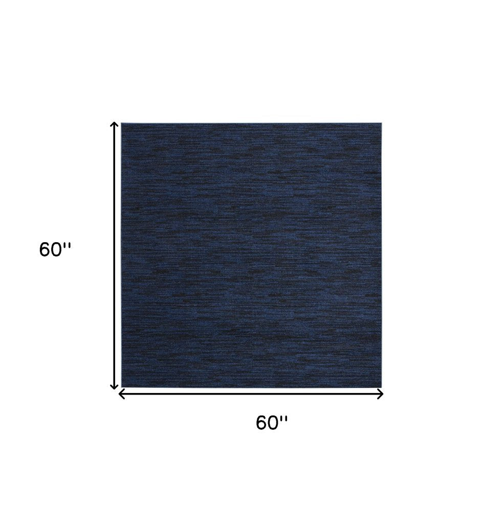 5' Midnight Blue Square Indoor Outdoor Area Rug HomeRoots