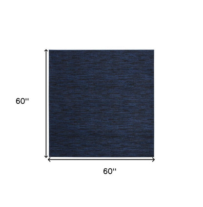 5' Midnight Blue Square Indoor Outdoor Area Rug HomeRoots