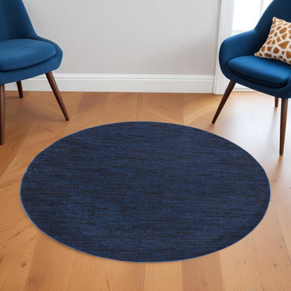 6' X 6' Blue Round Indoor Outdoor Area Rug HomeRoots