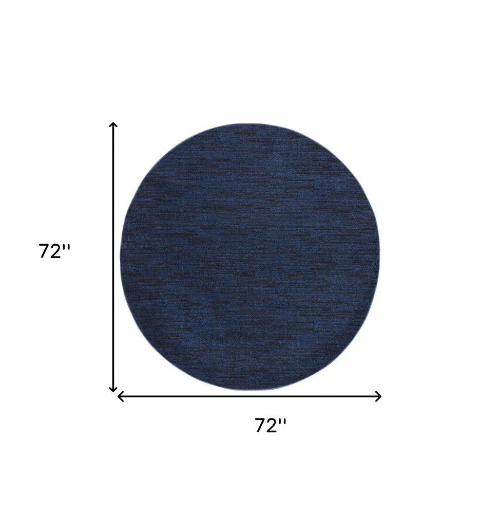 6' X 6' Blue Round Indoor Outdoor Area Rug HomeRoots