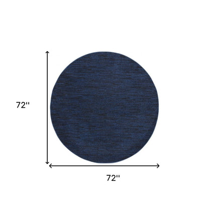 6' X 6' Blue Round Indoor Outdoor Area Rug HomeRoots