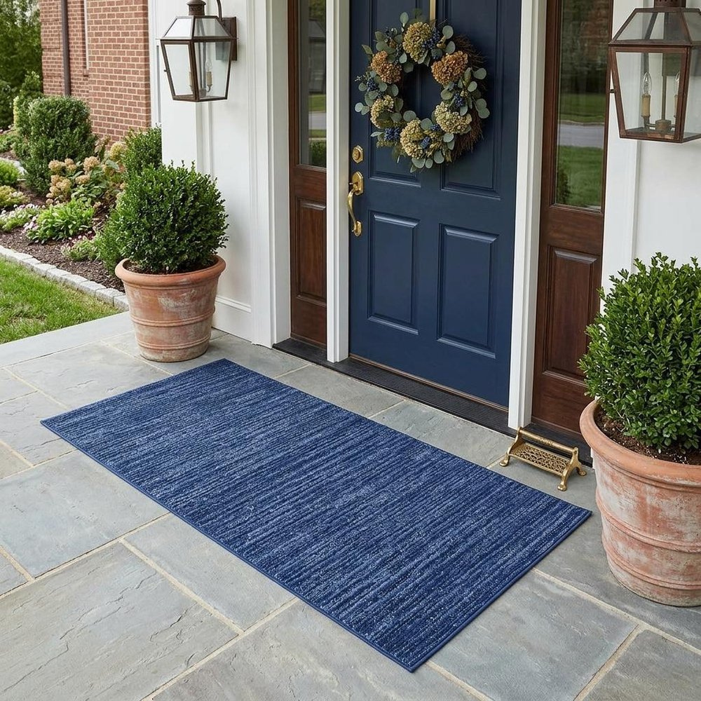 4' Runner Navy Blue Indoor Outdoor Runner Rug — view 13