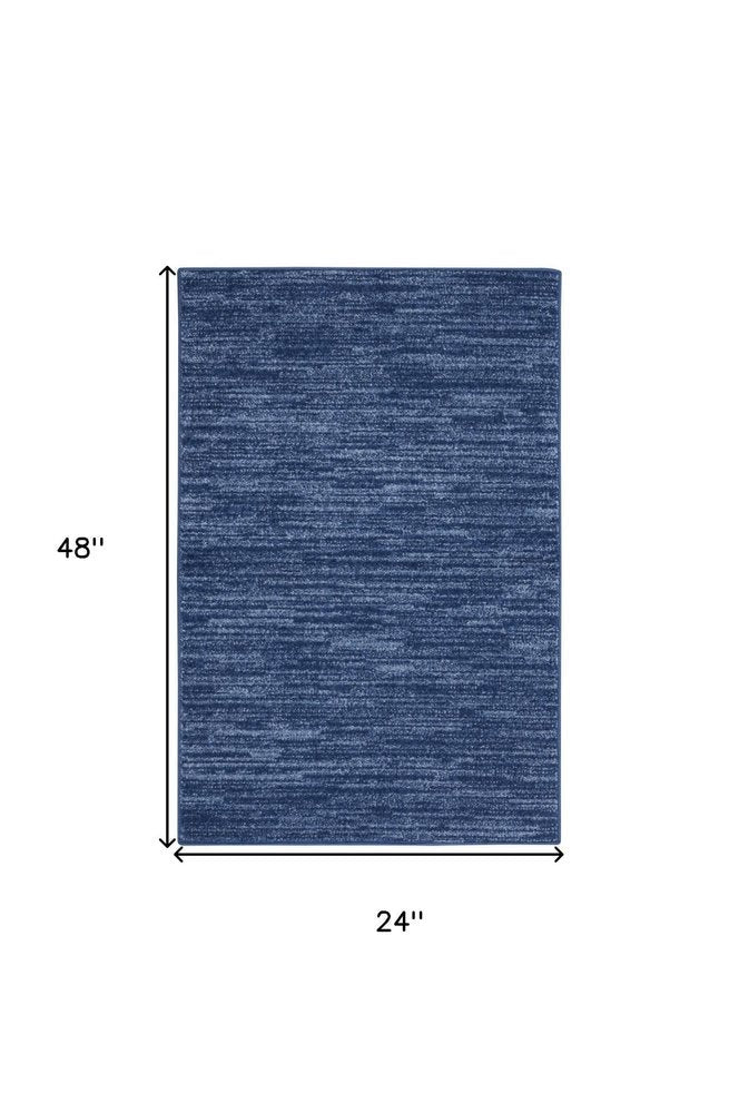 4' Runner Navy Blue Indoor Outdoor Runner Rug