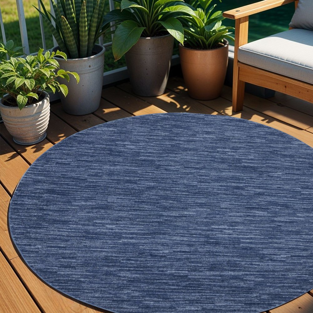 6' X 6' Blue Round Indoor Outdoor Area Rug HomeRoots