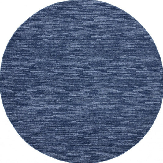 6' X 6' Blue Round Indoor Outdoor Area Rug