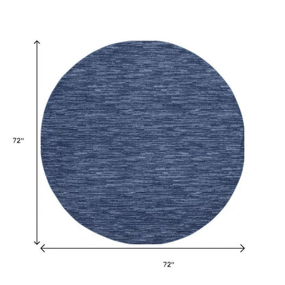 6' X 6' Blue Round Indoor Outdoor Area Rug HomeRoots