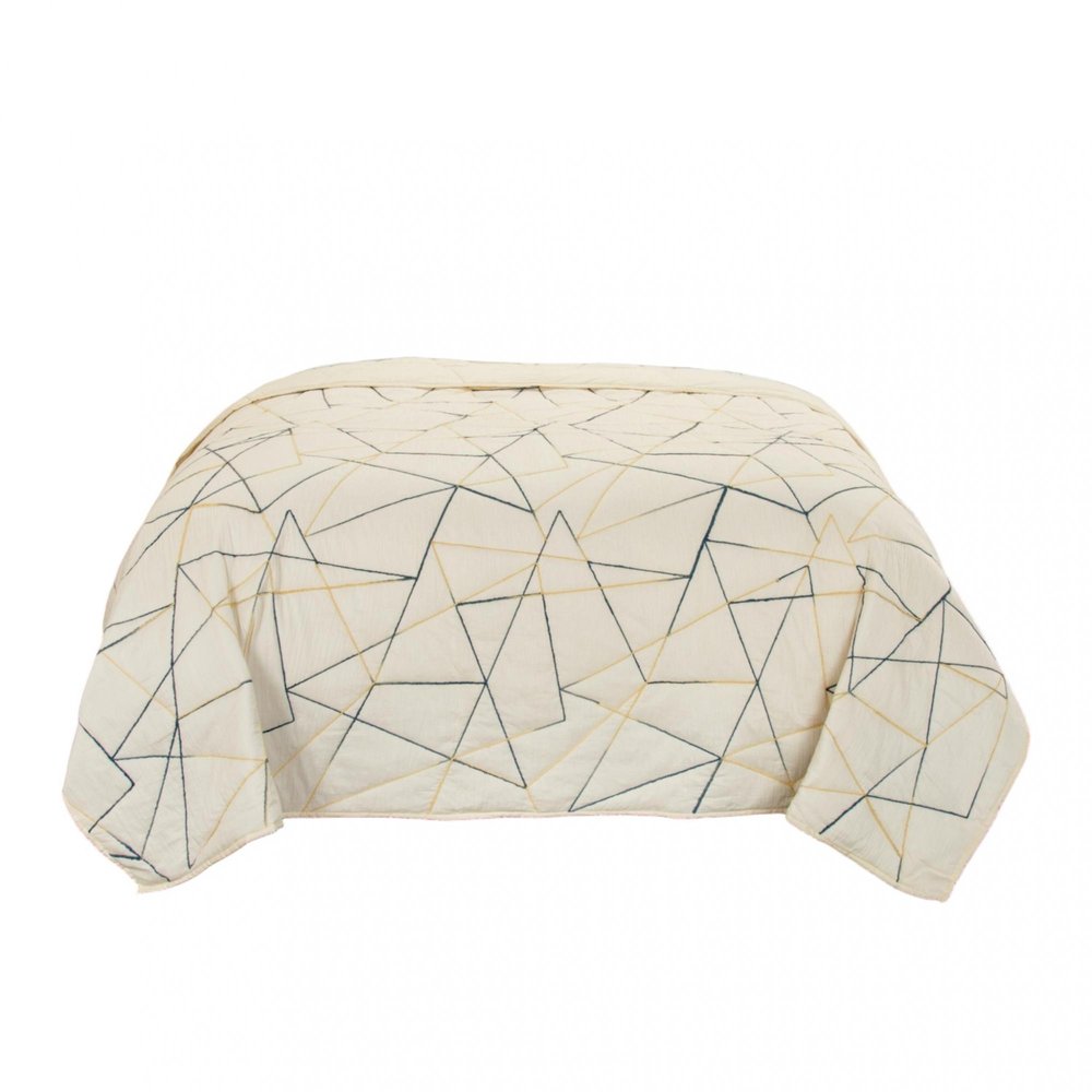 Gray And Ivory Abstract King Quilt — view 2