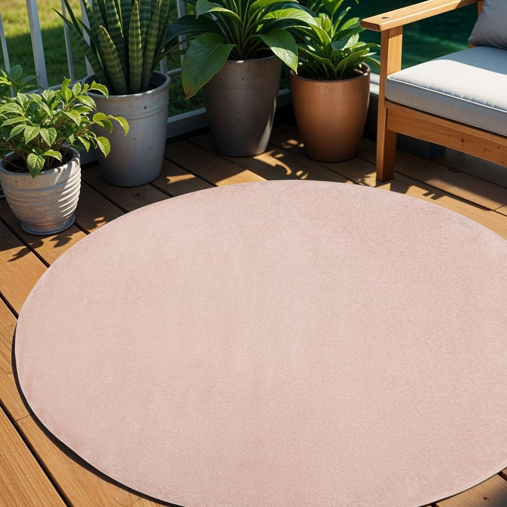6' X 6' Pink Round Indoor Outdoor Area Rug HomeRoots