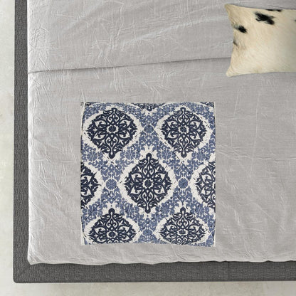 Blue And Ivory Damask Queen Quilt HomeRoots