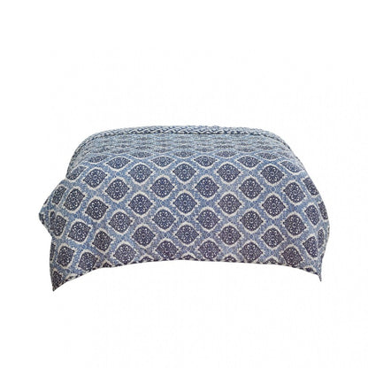 Blue And Ivory Damask Queen Quilt HomeRoots